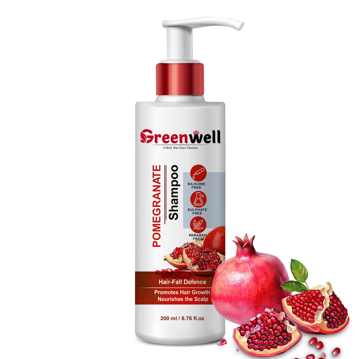 Pomegranate Shampoo for Hair Fall Defence | Promotes Hair Growth | Nourishes the Scalp 200ml