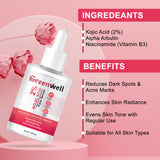 Greenwell 2% Kojic Acid Face Serum for Dark Spots & Skin Brightening 30ML