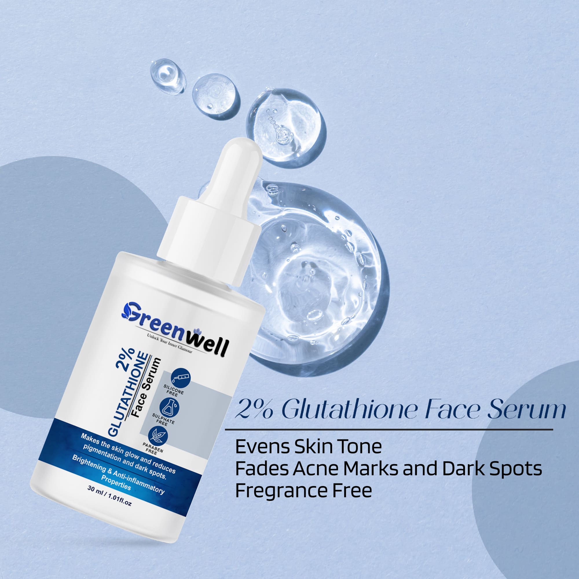 Skin-brightening serum enriched with 2% Glutathione – fights dullness, dark spots, and aging